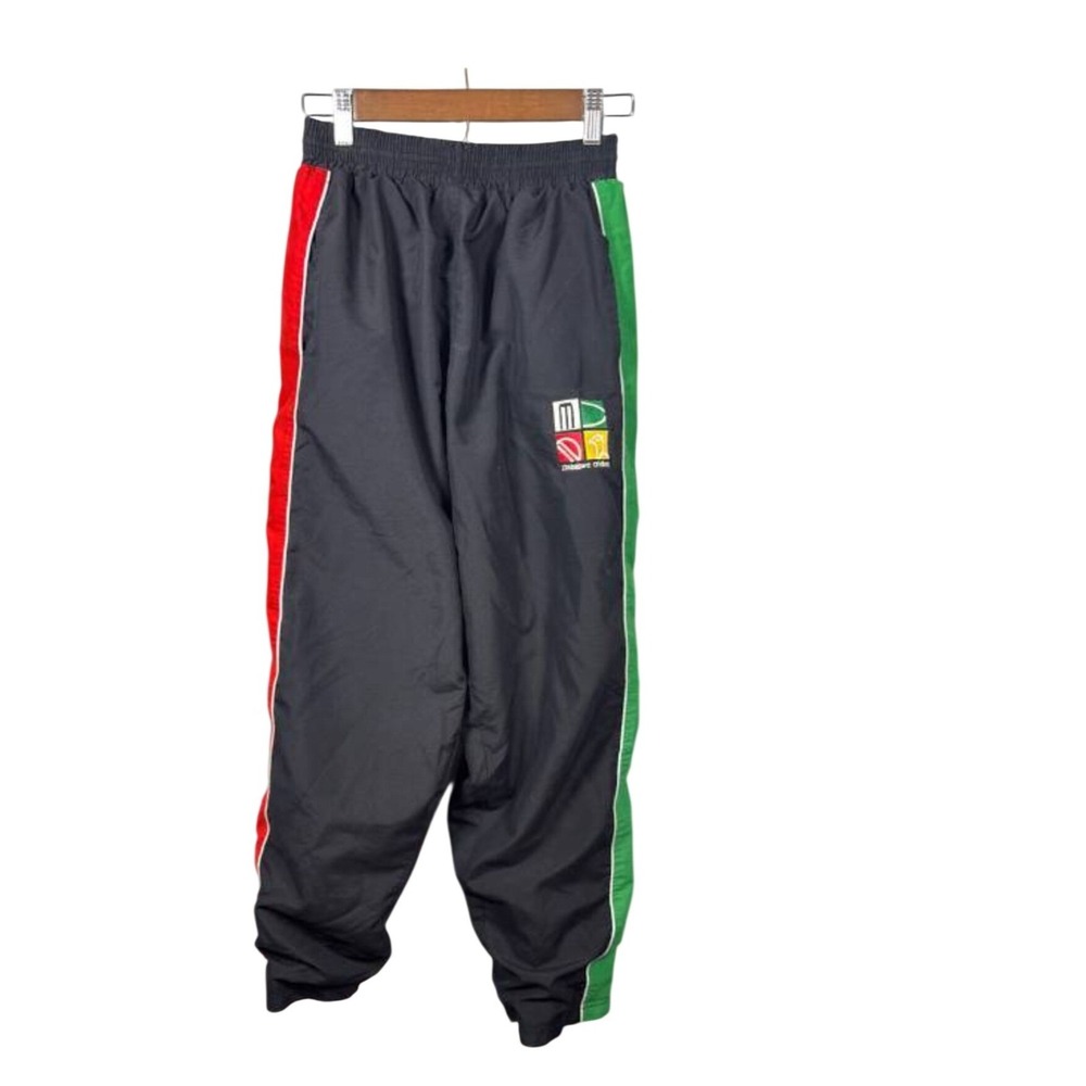 Vintage Zimbabwe Cricket Track Pants Black Red Green Striped Mesh Lined Large